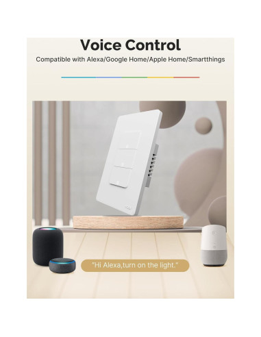 Interruptor de Luz Inteligente MOES Matter 2.4GHz Doble