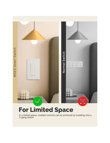 Interruptor de Luz Inteligente MOES Matter 2.4GHz Doble