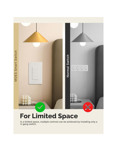 Interruptor de Luz Inteligente MOES Matter 2.4GHz Doble