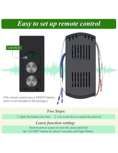 Kit Control Remoto Ventilador Techo COREBAY WiFi 3 Velocidades