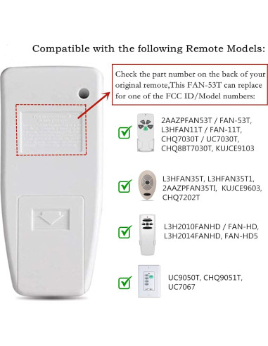 Control Remoto FAN-53T para Ventilador de Techo Breeze Bay