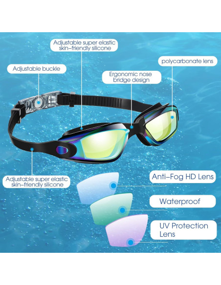Gafas de Natación Treela 10 Pcs Antivaho Silicona Ajustables