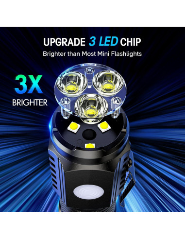 Linternas Mini Recargables LETMY 2 Paquete 3 LED 4 Modos