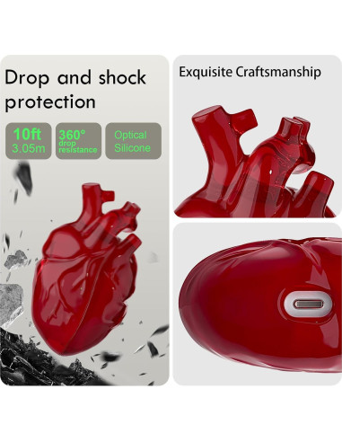 Funda Protectora Silicona Líquida Corazón AirPods Pro Rojo
