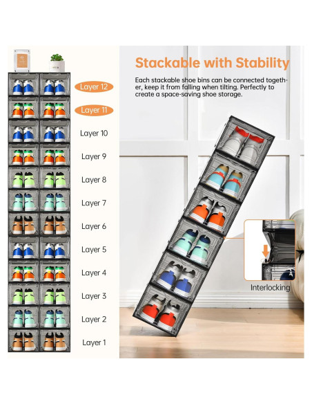 Caja de Almacenamiento de Zapatos Clemate 12 Piezas XL