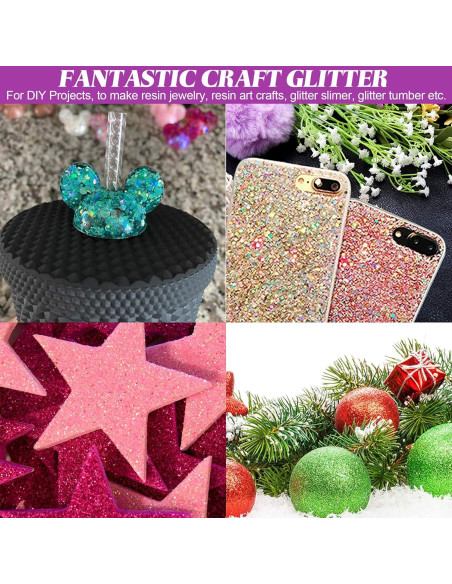 Purpurina Holográfica Gruesa HEMOER 12 Colores 142g