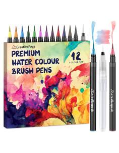 Marcadores de Pincel Acuarelables Creativepeak - 12 Colores Vibrantes