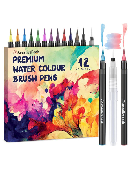 Marcadores de Pincel Acuarelables Creativepeak - 12 Colores Vibrantes