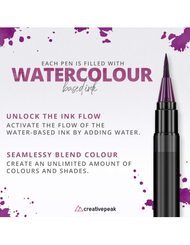 Marcadores de Pincel Acuarelables Creativepeak - 12 Colores Vibrantes