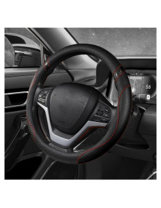 Cubierta de Volante MUQIDA 38 cm Cuero Antideslizante Negro