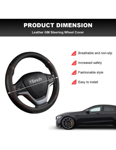 Cubierta de Volante MUQIDA 38 cm Cuero Antideslizante Negro