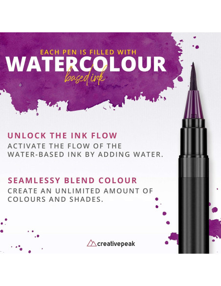Marcadores de Pincel Acuarelables Creativepeak - 12 Colores Vibrantes