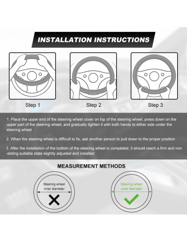 Cubierta de Volante MUQIDA 38 cm Cuero Antideslizante Negro