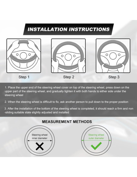 Cubierta de Volante MUQIDA 38 cm Cuero Antideslizante Negro