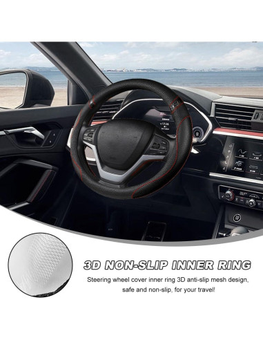 Cubierta de Volante MUQIDA 38 cm Cuero Antideslizante Negro