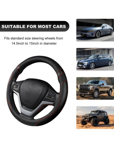 Cubierta de Volante MUQIDA 38 cm Cuero Antideslizante Negro