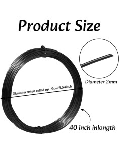 Alambre de Artesanía de Aluminio Krastmon 10m Negro 18 Agujas 2