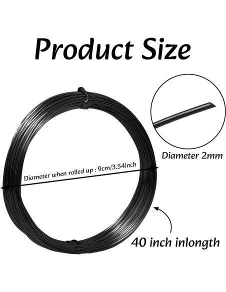 Alambre de Artesanía de Aluminio Krastmon 10m Negro 18 Agujas