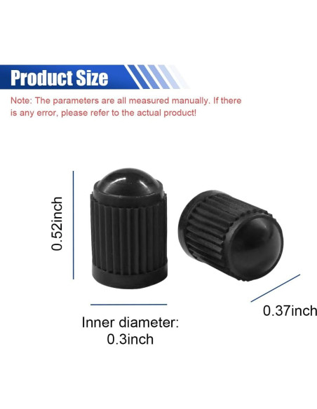 20 Tapones de Válvula de Neumático DUSCOKE - Universal Negro