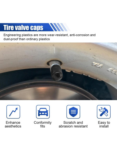 20 Tapones de Válvula de Neumático DUSCOKE - Universal Negro