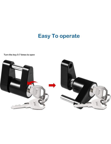 Cerradura de Acoplador de Remolque CZC AUTO Negra 1/4"