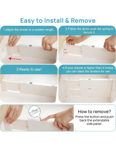 Divisores de Cajones Vtopmart 4 Piezas Ajustables 10.16 cm 2