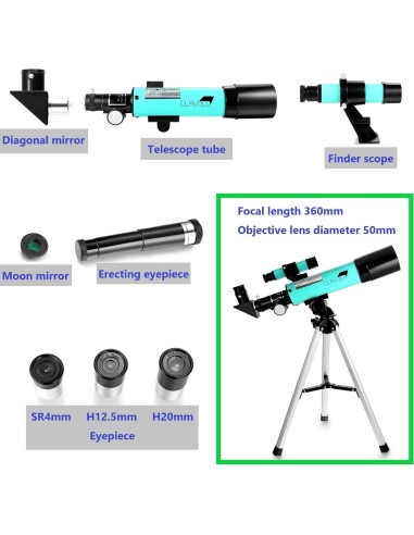 Telescopio Refractor CLAVOLO 0.99 kg 18X-135X para Niños