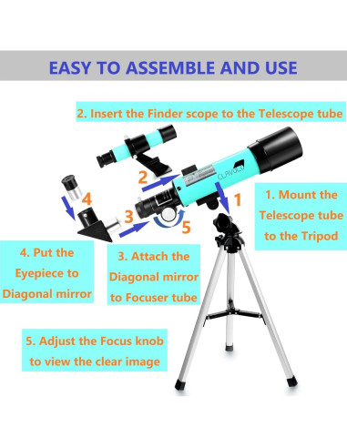 Telescopio Refractor CLAVOLO 0.99 kg 18X-135X para Niños