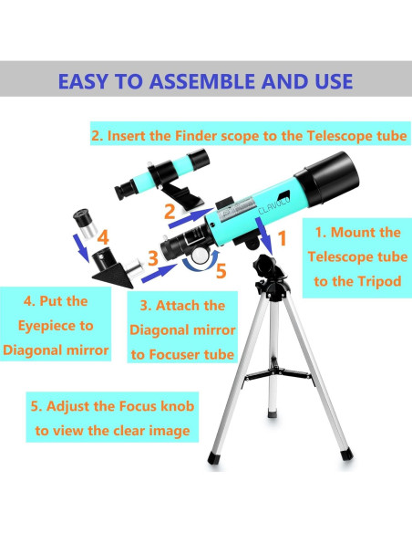 Telescopio Refractor CLAVOLO 0.99 kg 18X-135X para Niños
