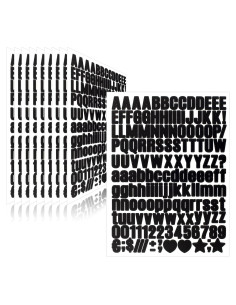 Stickers de Letras y Números Vinilo Llewyn 1550 Piezas 1.27 cm Negro