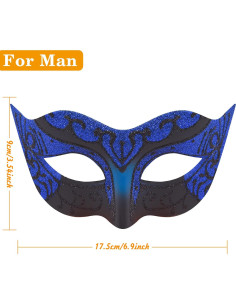 Conjunto de Máscaras de Fiesta para Parejas SIQUK - Negro y Azul 2