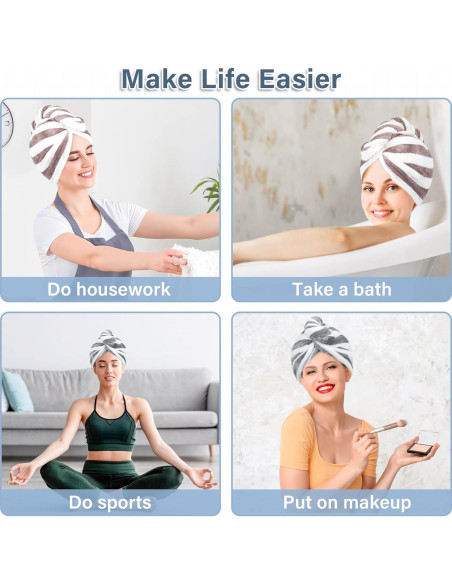 Toalla de Microfibra para el Cabello YiRayon 2 Piezas Secado Rápido