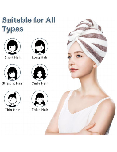 Toalla de Microfibra para el Cabello YiRayon 2 Piezas Secado Rápido