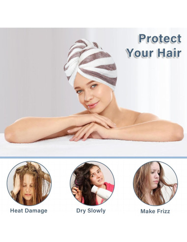 Toalla de Microfibra para el Cabello YiRayon 2 Piezas Secado Rápido