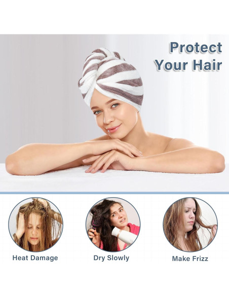 Toalla de Microfibra para el Cabello YiRayon 2 Piezas Secado Rápido