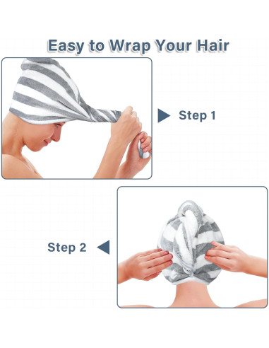 Toalla de Microfibra para el Cabello YiRayon 2 Piezas Secado Rápido