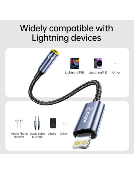 Adaptador de Auriculares Biaze Lightning a 3.5mm para iPhone
