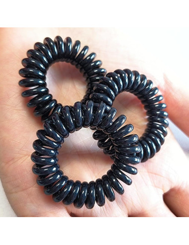 27 Coletas Espirales Elásticas Reazana 4cm Negro para Cabello