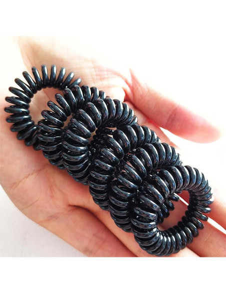 27 Coletas Espirales Elásticas Reazana 4cm Negro para Cabello
