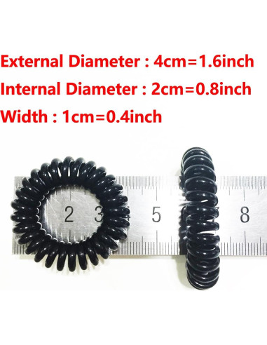 27 Coletas Espirales Elásticas Reazana 4cm Negro para Cabello