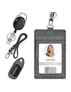 Soporte de Identificación Retráctil Azrra con Brillantes y Clip