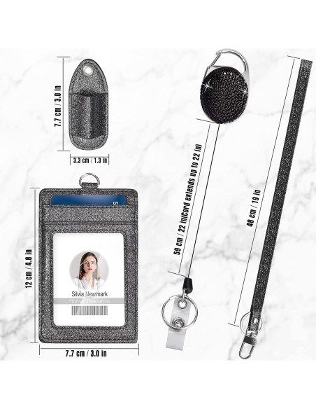 Soporte de Identificación Retráctil Azrra con Brillantes y Clip