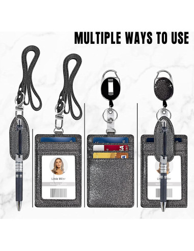 Soporte de Identificación Retráctil Azrra con Brillantes y Clip