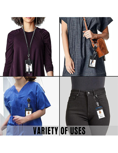 Soporte de Identificación Retráctil Azrra con Brillantes y Clip