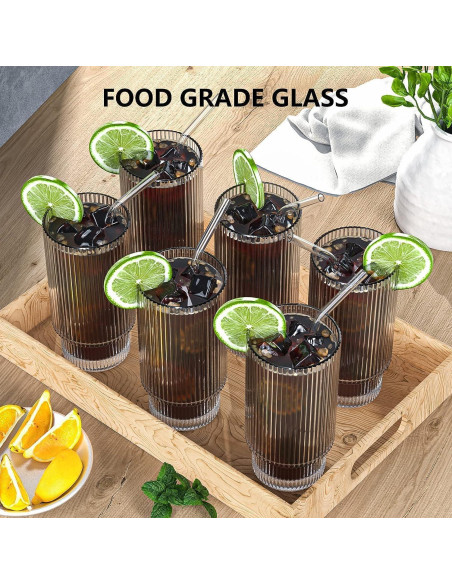 Taza de vidrio CWHHRN 0.47L con tapa y popote reutilizable