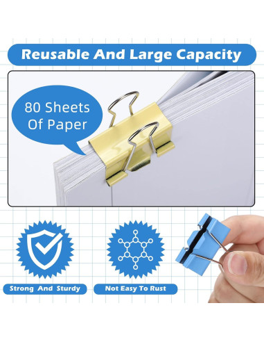 300 Clips de Carpeta Medianos Yexiya 3.18 cm Colores Variados