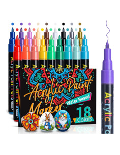 Juego de 18 Marcadores Acrílicos JR.WHITE Punta Fina