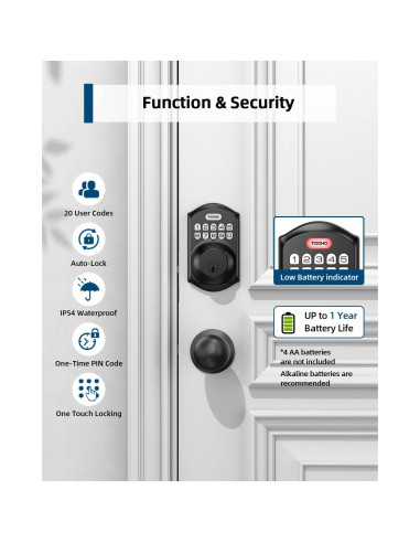 Cerradura Electrónica TEEHO TE001K Sin Llave con Teclado