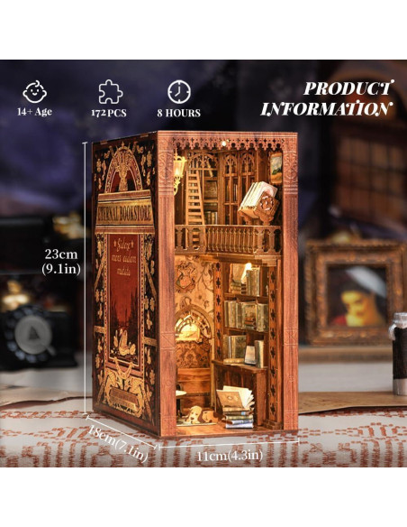 Kit de Rincón de Libros Fsolis Librería Eterna DIY 172 Piezas