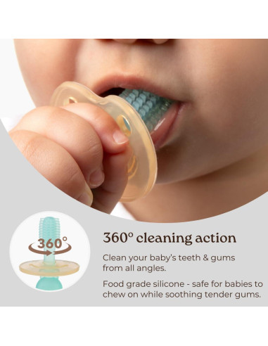 Cepillo de Dientes de Silicona Haakaa 360 - Bebés 6 Meses+